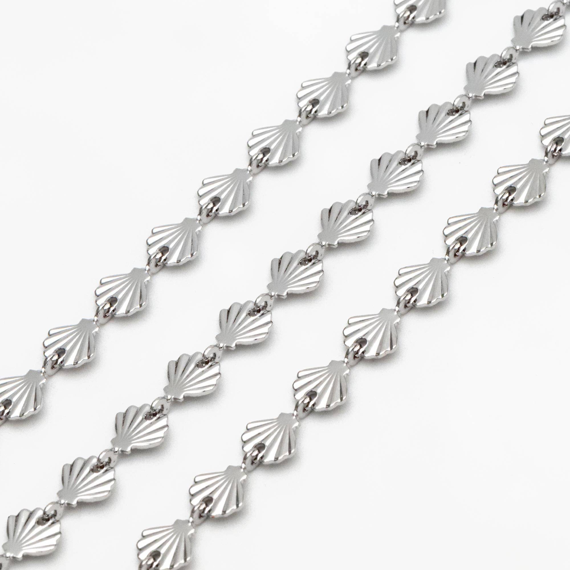 Gold/ Sliver Tone Shell Chain, 18K Real Gold/ Rhodium plated Brass, DIY Necklace Bracelet Wholesale (#LK-571)/ 1 Meter=3.3ft